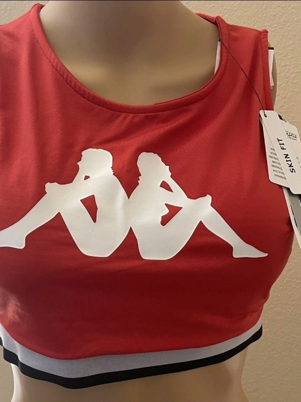 NWT Authentic Kappa Sz M Kombat Bijay  Sports Bra Red White Skin Fit 00034